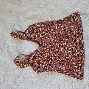 Old Navy brown and black tankini ruffle trimmed top